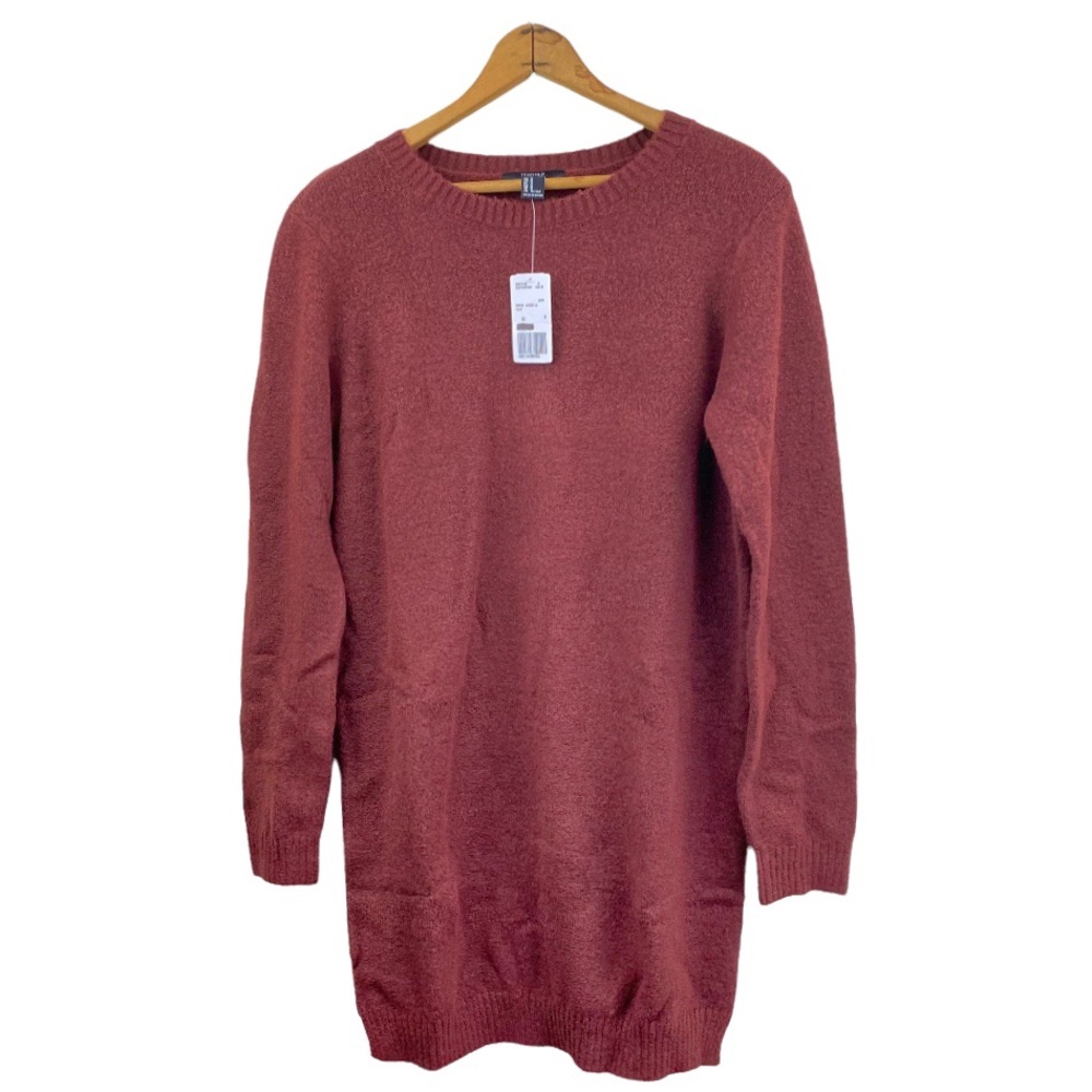 NWT Oversized Fit Knit Tunic Sweater Dress Cranberry Rust Crewneck Sweater M